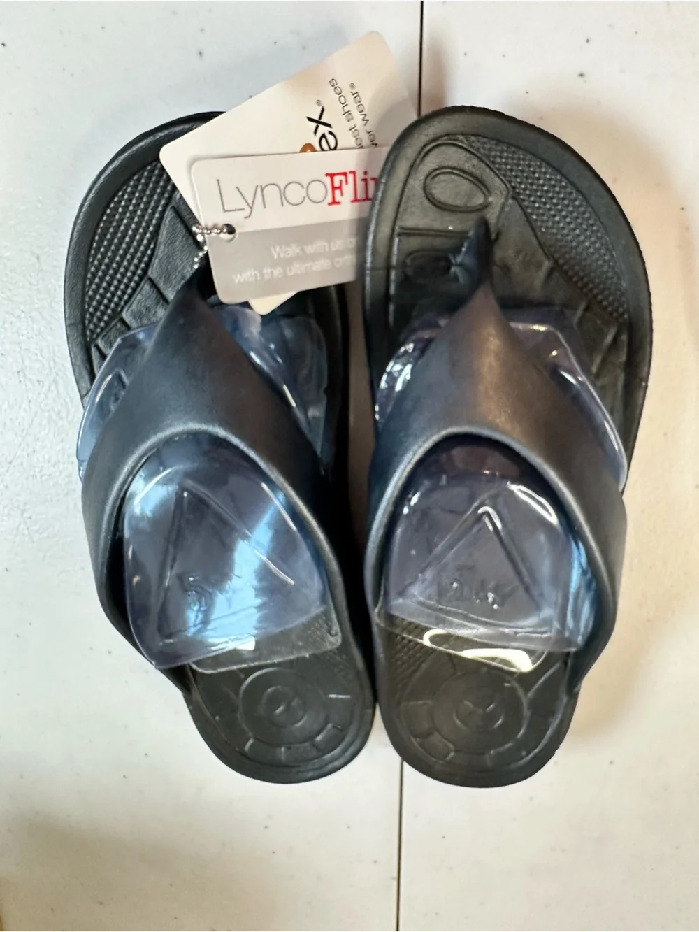 NWOB LyncoFlips Women’s Shimmer Black Flip Flops Orthotic Comfort - Size 5
